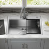30” Workstation Kitchen Sink Drop-In Top Mount 16 Gauge Stainless Steel Single Bowl with WorkFlow™ Ledge and Accessories